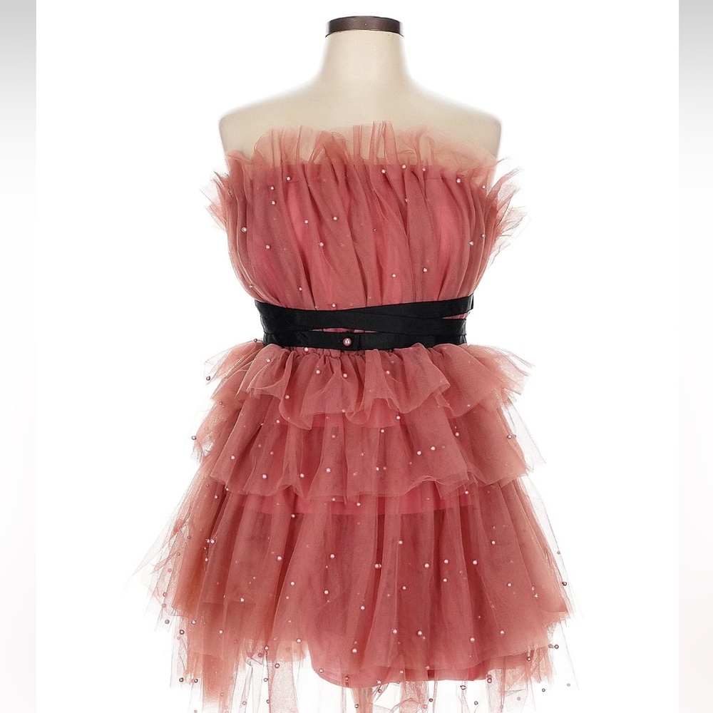 Anthropologie Strapless Tulle Dress in Terracotta - Picture 5 of 7